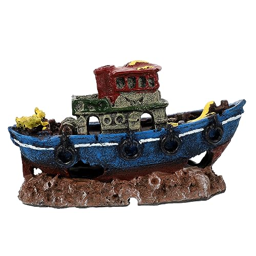 YARNOW Aquarium Landschaftsbau Boot Figur Dekoration Verstecke Für Aquarienfische Desktop-Aquarium- Meerjungfrau Ornamente Für Zubehör Luft Tank Piratenschiffmodell Harz von YARNOW