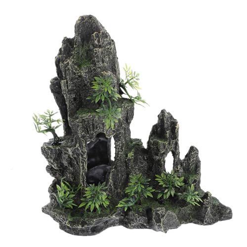 YARNOW Aquarium Steingarten Garnelen Fischschildkröte Versteckt Schiffsschädel Felsen Mit Höhlen Steine ​​Vulkan Hügel Berg Dekoration Rock-Guilin-Rock Terrarium Grün Glas Harz Container von YARNOW