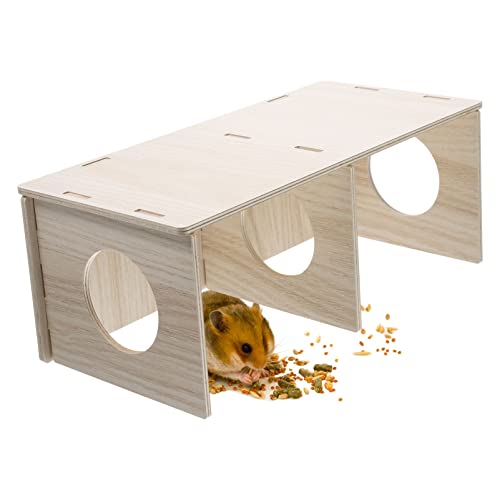 YARNOW Hamsterversteck aus Holz, Mehrkammer-Versteck für Hamster, Rennmäuse, Degus, 2 Kammern (mittel) von YARNOW