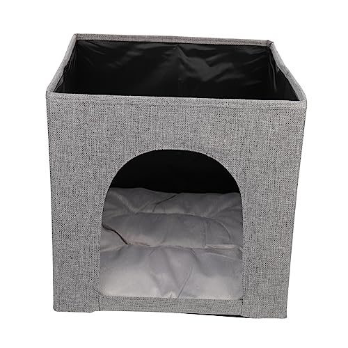 YARNOW Katzennest haustierzelt pet Bed catsbests haustierfeldbett katzenbetten Katzenspielzeug für Wohnungskatzen Goth-Kratzbaum Katzentür Welpenruhenest Haushalt Katzenhaus Leinen- Grey von YARNOW