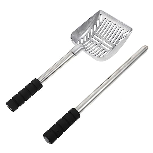 YARNOW Katzenstreuschaufel mit langem Griff Post Katzenstreu verklumpt Abs Fell cat Litter Shovel katzenstreu schippe Schaufel für Heimtierkot Reinigungszubehör Aluminiumlegierung Silver von YARNOW