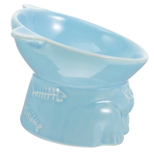 YARNOW Keramiknapf für Haustiere pet Water Bowl pet Bowl katzenschalen näpfe Katzen Keramik Katzenfutterschüssel Futternapf für Haustiere Erhöhte Katzennäpfe Erhöhter Futternapf Sky-Blue von YARNOW