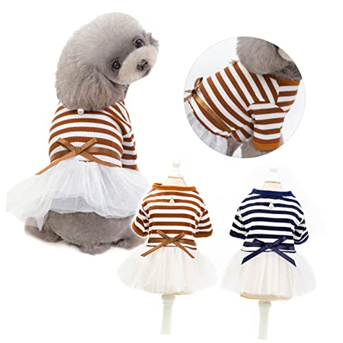 YARNOW Kleidung Kleider Gestreiftes Kleid Pyjamas para Sommerkleidung Für Hunde Kleine Hundekleider Hemdblusenkleider Haustier Taube Mädchenkleid Prinzessin Nachthemd Hochzeitsblumen Gurt von YARNOW