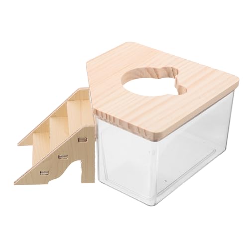 YARNOW Sandbad Box Für Hamster Und Gerbils Transparente Badebox Aus Hochwertigem Material Mit Rampe Großes Fünf Eck Design Mit Deckel Ideal Für Chinchillas Und Kleine von YARNOW