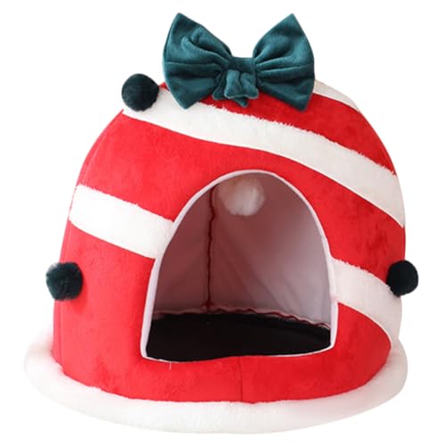 YARNOW Weihnachtshaustiernest Schlafunterlage für Katzen Kuschelbett für Katzen Welpenbett pet Bed Dog beds Hundebetten Katzenhaus dekoratives hundebett Atmungsaktives Katzenbett Tuch rot von YARNOW