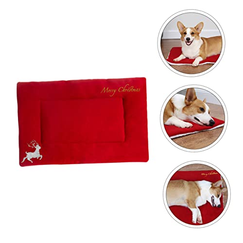 YARNOW Weihnachtsmatte Für Haustiere Haustierbetten Für Kleine Hunde Plüschtiere Weihnachtshundedecke Maschinenwaschbare Teppiche Hundebett Bettkissen Für Welpen Plüschdecke Rot Plüsch- von YARNOW