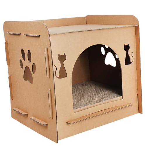 YARNOW Wellpappe-Kratzbaum für Katzen Katzenhaus Katzenversteckbett Katzenkratzhütte Würfel katzenmöbel cat Furniture Katzenkratzerhaus aus Pappe Katzenboxen für Wohnungskatzen Wellpapier von YARNOW