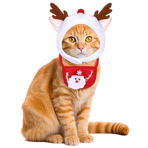 YASUOA Pet Santa Hat and Scarf Set, Christmas Pet Accessories, Christmas Pet Costume for Cats and Dogs, Matching Outfit for Pet and Owners, Cute Santa Hat, Pet Christmas Apparel von YASUOA