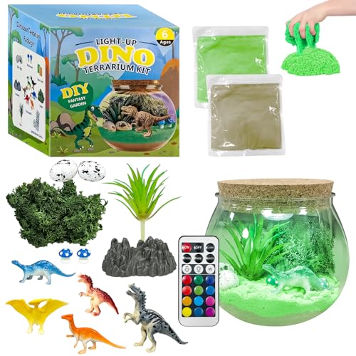 YATOSEEN Dinosaurier-Terrarium-Bausatz, Spielzeug für Kinder – DIY-Dinosaurier mit Licht, Geschenk für Jungen im Alter von 4, 5, 6, 7, 8–12 Jahren, mit mehrfarbigem LED-Licht und Fernbedienung von YATOSEEN