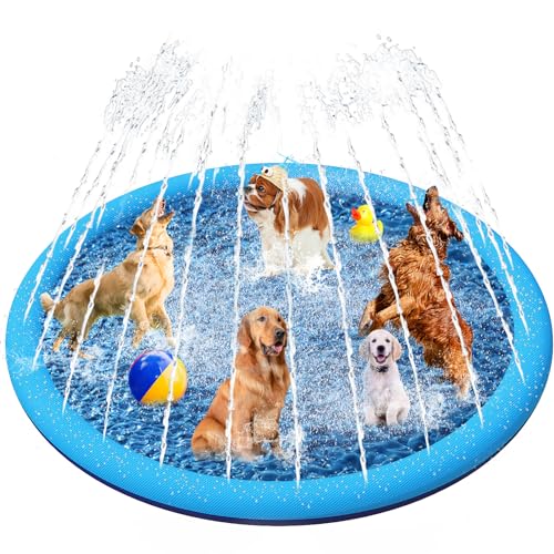 YAUNGEL Hundepool, 246 cm, Planschbecken für Große & Kleine Hunde, 0.55mm Verdickt Anti-Rutsch Matte Faltbarer Langlebig Splash Pad für Sommer, Garten von YAUNGEL