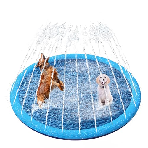 YAUNGEL Hundepool, 155 cm, Planschbecken für Große & Kleine Hunde, 0.55mm Verdickt Anti-Rutsch Matte Faltbarer Langlebig Splash Pad für Sommer, Garten von YAUNGEL