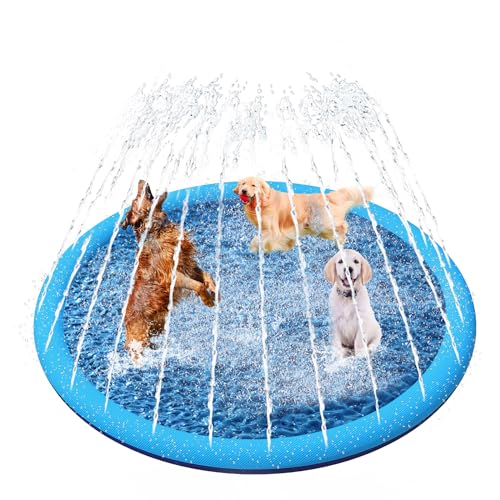 YAUNGEL Hundepool, 175 cm, Planschbecken für Große & Kleine Hunde, 0.55mm Verdickt Anti-Rutsch Matte Faltbarer Langlebig Splash Pad für Sommer, Garten von YAUNGEL