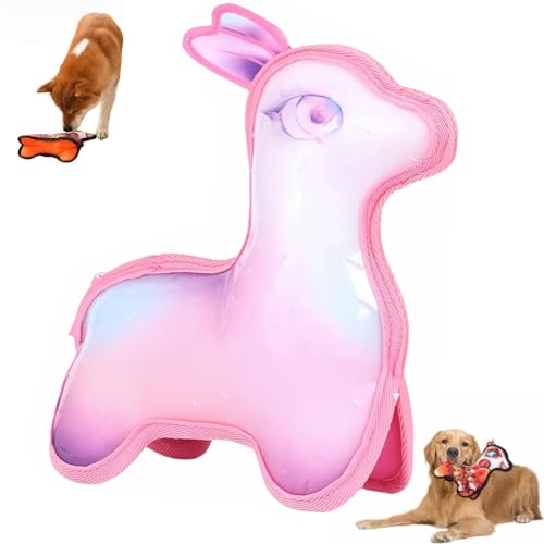 YAUWIHE 2024 Neues unzerstörbares Hundespielzeug für Aggressive Kauer, unzerstörbares Robustes Alpaka-Hundespielzeug, Hundekauspielzeug für Aggressive Kauer, interaktives quietschendes (Pink) von YAUWIHE