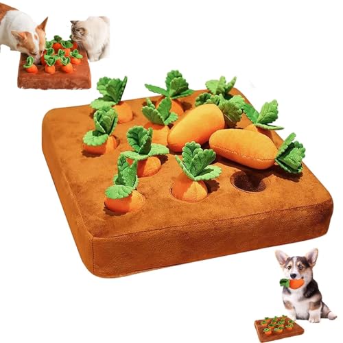 YAUWIHE Carrot Patch Katzenspielzeug, Karotten-Katzenminze-Spielzeug, interaktives Feder-Katzenspielzeug für Hauskatzen, Katzen-Puzzlespielzeug gegen Langeweile und geistige Stimulation (12 Carrots) von YAUWIHE