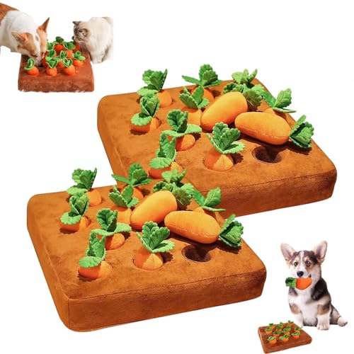 YAUWIHE Carrot Patch Katzenspielzeug, Karotten-Katzenminze-Spielzeug, interaktives Feder-Katzenspielzeug für Hauskatzen, Katzen-Puzzlespielzeug gegen Langeweile und geistige Stimulation (2pcs) von YAUWIHE