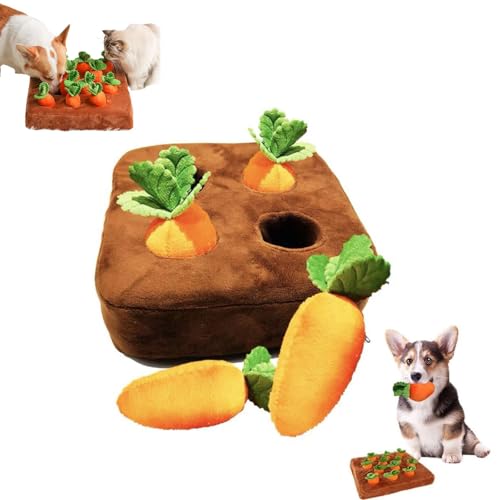 YAUWIHE Carrot Patch Katzenspielzeug, Karotten-Katzenminze-Spielzeug, interaktives Feder-Katzenspielzeug für Hauskatzen, Katzen-Puzzlespielzeug gegen Langeweile und geistige Stimulation (4 Carrots) von YAUWIHE