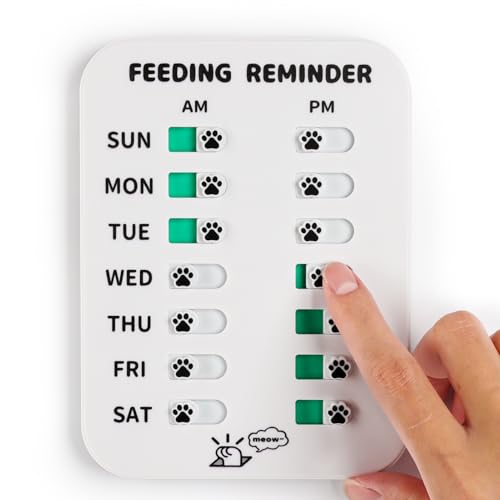 YAUYIK Pet Feeding Reminder for Dogs Cats, Magnetic Reminder Sticker Sign, AM/PM Daily Indication, Dog Accessories Helps You To Track Pet Feeding & Medikamente (White) von YAUYIK