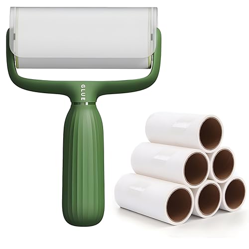 YAVO-EU Extra Klebrig Fusselrolle 6 Rollen mit 1 Abroller，Extra Klebrige Lint Roller, Fusselrolle Tierhaare Geeignet für Kleidung, Haare, Katzenhaare, Hundehaare von YAVO-EU