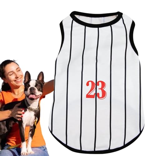 Gestreiftes Hundeshirt, gestreifte Hundekleidung | XS-XL Weiches Weste-T-Shirt für Katzen | Bequemes gestreiftes T-Shirt-Kostüm, atmungsaktives Haustier-Bekleidungs-Tanktop für tägliche Spaziergäng von YAVQVIN
