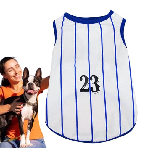 Gestreiftes Hundeshirt, gestreifte Hundekleidung | XS-XL Weiches Weste-T-Shirt für Katzen | Bequemes gestreiftes T-Shirt-Kostüm, atmungsaktives Haustier-Bekleidungs-Tanktop für tägliche Spaziergäng von YAVQVIN