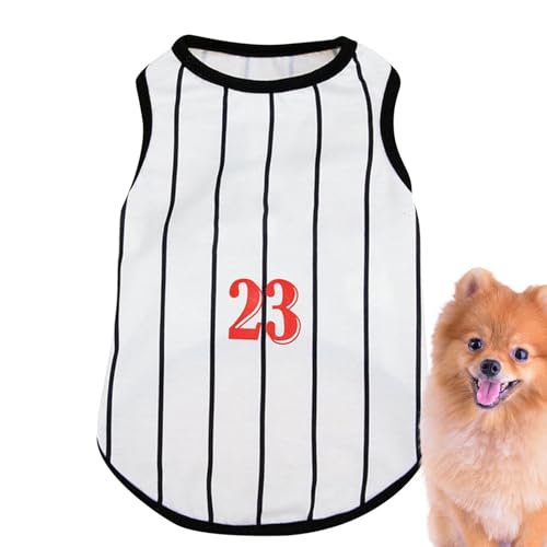 Gestreiftes Hundeshirt, gestreifte Hundekleidung | XS-XL Weiches Weste-T-Shirt für Katzen | Bequemes gestreiftes T-Shirt-Kostüm, atmungsaktives Haustier-Bekleidungs-Tanktop für tägliche Spaziergäng von YAVQVIN