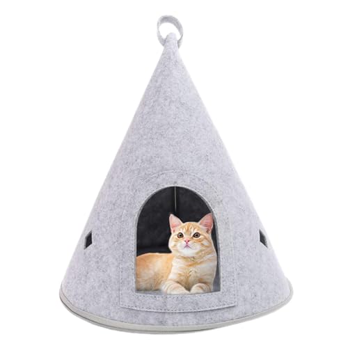 Katzenzelt Bett | Konische Filz-Katzenhöhle Versteck Spielzelt | Kratzfestes Haustier-Katzenhaus für Hauskatzen von YAVQVIN