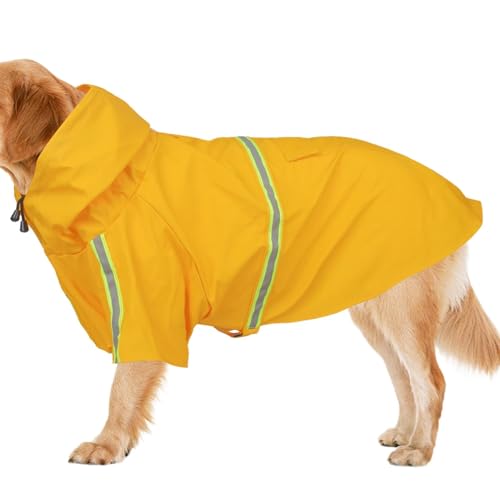 Wasserdichter Poncho für Hunde, wasserdichte Jacke für Hunde, Regenjacke für Haustiere, leicht tragbar, Poncho mit Kapuze, wasserdicht und reflektierend, atmungsaktiver Regenmantel von YAVQVIN