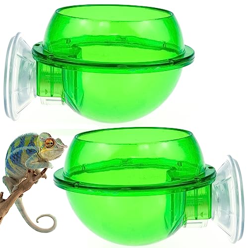 YAXIDAEVER 2 Stück Reptile Feeder,Wassernapf für Reptilien,Saugnapf Reptile Feeder für Eidechsen, Chamäleons, Leguane, Geckos von YAXIDAEVER