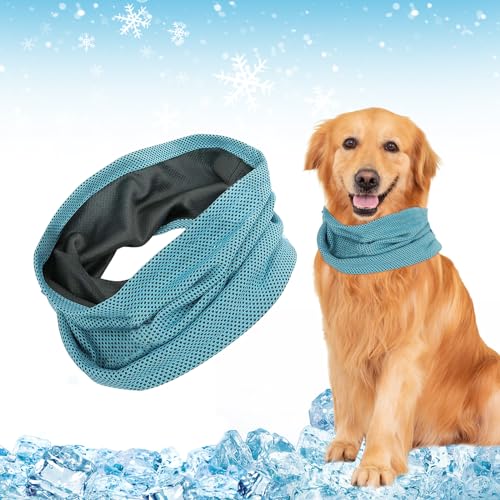 Hunde Halstücher Kühlend, Kühlhalsband für Hunde, Atmungsaktiv Wärmeableitung Kühlende Bandana Hund, Kühlung Kragen Hund,Hundehalsband Kühlend, Geeignet für Kühlhunde im Sommer (Blau-L) von YAXZIM