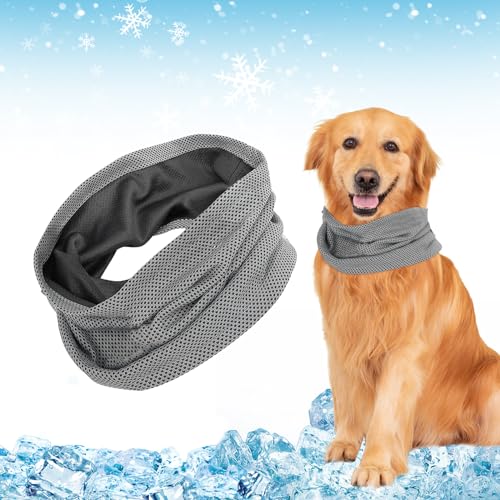 Hunde Halstücher Kühlend, Kühlhalsband für Hunde, Atmungsaktiv Wärmeableitung Kühlende Bandana Hund, Kühlung Kragen Hund,Hundehalsband Kühlend, Geeignet für Kühlhunde im Sommer (Grau-L) von YAXZIM