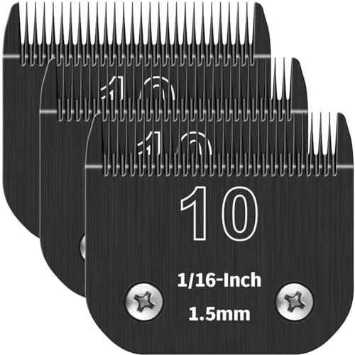 YAZIYIR 10# Abnehmbare Fellpflege-Klingen für Haustiere, Keramik, kompatibel mit Ainds, Oster A5, Wahl KM-10 und anderen Serien, Größe: 10# Klinge, 1,5 mm Schnittlänge, Schwarz, 3 Stück von YAZIYIR