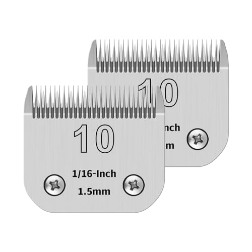 YAZIYIR 10# Abnehmbare Keramikklingen für Haustiere, kompatibel mit Andis, Oster A5, Wahl KM10 Schermaschinen, Schnittlänge 1,5 mm, 2 Stück von YAZIYIR