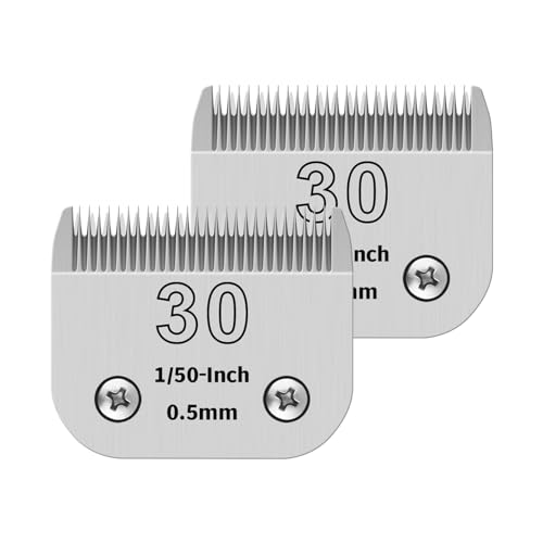 YAZIYIR 30# Haustier-Hundepflege, abnehmbare Keramik-Klingen, kompatibel mit Andis, Oster A5, Wahl KM10, Schnittlänge 0,5 mm, 2 Stück von YAZIYIR