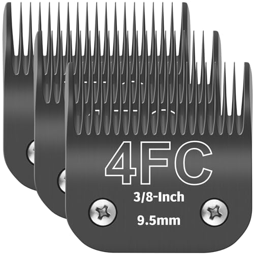 YAZIYIR 4FC Keramik-Klingen, abnehmbar, kompatibel mit Ainds, Oster A5, Wahl KM-10 und anderen Serien, Größe: 4FC Klinge, 9,5 mm Schnittlänge, Schwarz, 3 Stück von YAZIYIR