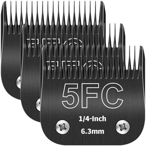 YAZIYIR 5FC Keramik-Klingen, abnehmbar, kompatibel mit Ainds, Oster A5, Wahl KM-10 und anderen Serien, Größe: 5FC Klinge, 6,3 mm Schnittlänge, Schwarz, 3 Stück von YAZIYIR