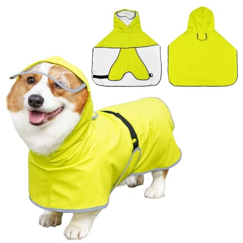 YBCCBY Regenmantel Hund Regenjacke Verstellbarer Hunderegenmantel Wasserdicht Mantel Regencape Hund Regenschutz Regenanzug mit Reflexstreifen Dog Raincoat Regenbekleidung für Spaziergänge von YBCCBY