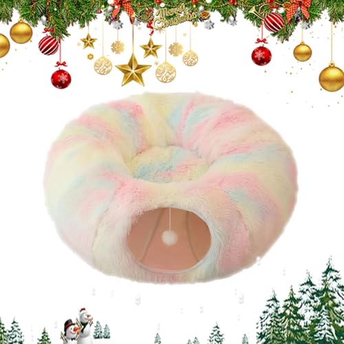 Cat Christmas Tree Tunnel,Cat Tunnel Bed Under Christmas Tree,Fauven Plush Cat Tunnel Bed -2 in 1, Christmas cat Tree,Suitable for Medium and Small Cats (Color) von YBJUTT