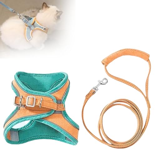 Cat Harness and Leash Set, Cat Harness,Escape Proof Kitten Harness, Adjustable Reflective Step-In Design for Small Dogs and Cats (M,A02) von YBJUTT