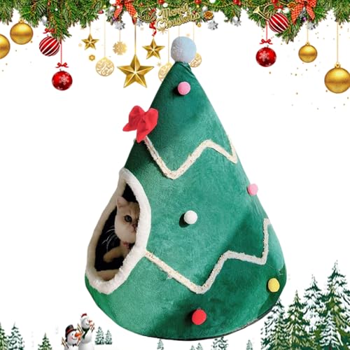 Christmas Tree Cat Tunnel, Christmas Tree Cat Tree, Cat Tunnel Tree Skirt, Cat Tunnel Christmas Tree Skirt, Christmas Cat Tree,Suitable for Medium and Small Cats (L/21.6in,Green) von YBJUTT