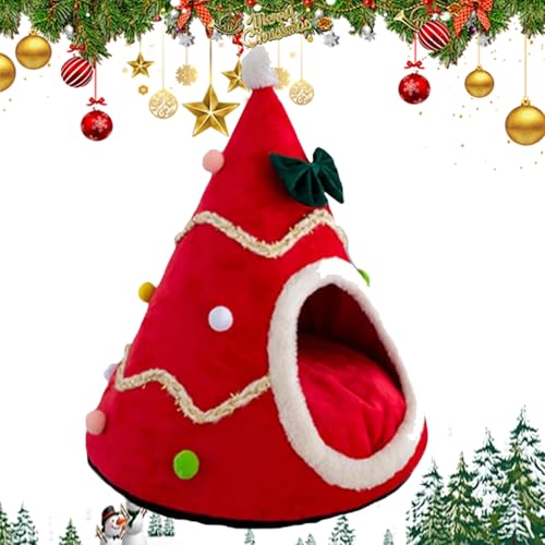 Christmas Tree Cat Tunnel, Christmas Tree Cat Tree, Cat Tunnel Tree Skirt, Cat Tunnel Christmas Tree Skirt, Christmas Cat Tree,Suitable for Medium and Small Cats (L/21.6in,Red) von YBJUTT