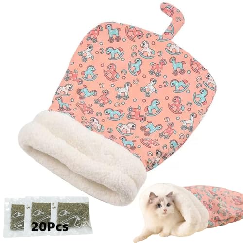 Outfany Petsvovo Purrnest Sleeping Bag, Petsboro Sleeping Bag for Cats, Cat Winter Sleeping Bag, Cozy Cat Sleeping Bag Cat Cave Bed for Indoor Cats (Pink) von YBJUTT