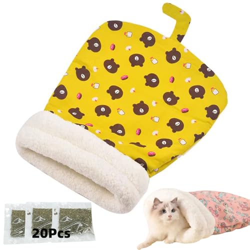 Outfany Petsvovo Purrnest Sleeping Bag, Petsboro Sleeping Bag for Cats, Cat Winter Sleeping Bag, Cozy Cat Sleeping Bag Cat Cave Bed for Indoor Cats (Yellow) von YBJUTT