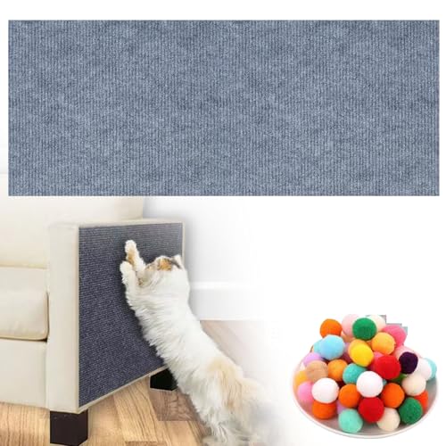 Pawmingle Cat Scratching Carpet, Cat Scratching Mat Self Adhesive, Pawmingle Scratch Pad Rug, Couch Cat Scratch Protector, Prunable Cat Scratching Mat for Furniture Protector (11.8 * 39.4,Light Gray) von YBJUTT