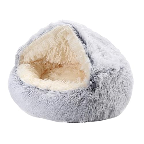 YBJUTT Lapcatz Nest Bed, Lapcatz Bed, Semi Enclosed Pet Nest,Covered Warm Cat Bed,Cat Bed for Indoor Cat Cave and Calming Dog Bed,Winter Cozy Pet Bed for Cats Dogs (15.8in,Gray-Long) von YBJUTT