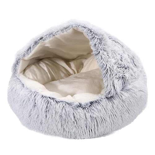 YBJUTT Lapcatz Nest Bed, Lapcatz Bed, Semi Enclosed Pet Nest,Covered Warm Cat Bed,Cat Bed for Indoor Cat Cave and Calming Dog Bed,Winter Cozy Pet Bed for Cats Dogs (15.8in,Gray-Short) von YBJUTT