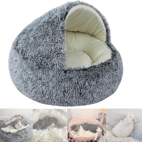 YBJUTT Lapcatz Nest Bed, Plush Fluffy Lap Catz Nest Bed, Lapcatz Nest Bed Snuggle, Fauven Calming Seashell Bed, Lapcatz Bed, Removable Washable No Slip Bottom (40 * 40cm,Black-Long) von YBJUTT