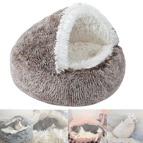 YBJUTT Lapcatz Nest Bed, Plush Fluffy Lap Catz Nest Bed, Lapcatz Nest Bed Snuggle, Fauven Calming Seashell Bed, Lapcatz Bed, Removable Washable No Slip Bottom (40 * 40cm,Coffee-Long) von YBJUTT