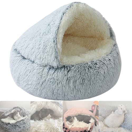 YBJUTT Lapcatz Nest Bed, Plush Fluffy Lap Catz Nest Bed, Lapcatz Nest Bed Snuggle, Fauven Calming Seashell Bed, Lapcatz Bed, Removable Washable No Slip Bottom (40 * 40cm,Gray-Long) von YBJUTT