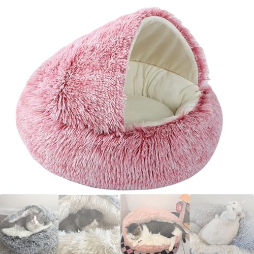 YBJUTT Lapcatz Nest Bed, Plush Fluffy Lap Catz Nest Bed, Lapcatz Nest Bed Snuggle, Fauven Calming Seashell Bed, Lapcatz Bed, Removable Washable No Slip Bottom (40 * 40cm,Pink-Long) von YBJUTT