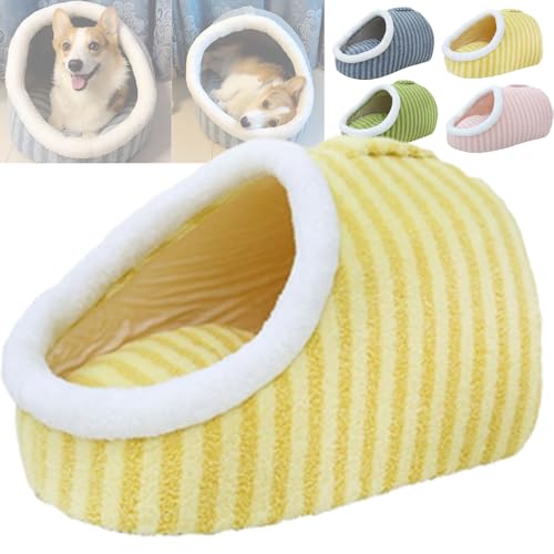 YBJUTT Zentric Cozy Hideaway Pet Bed, Zentric Dog Bed, Cozy Hideaway Pet Bed, Cozy Pet Hideaway Bed for Dogs,Indoor Pet Nest Bed with Removable Mattress (M,Yellow) von YBJUTT